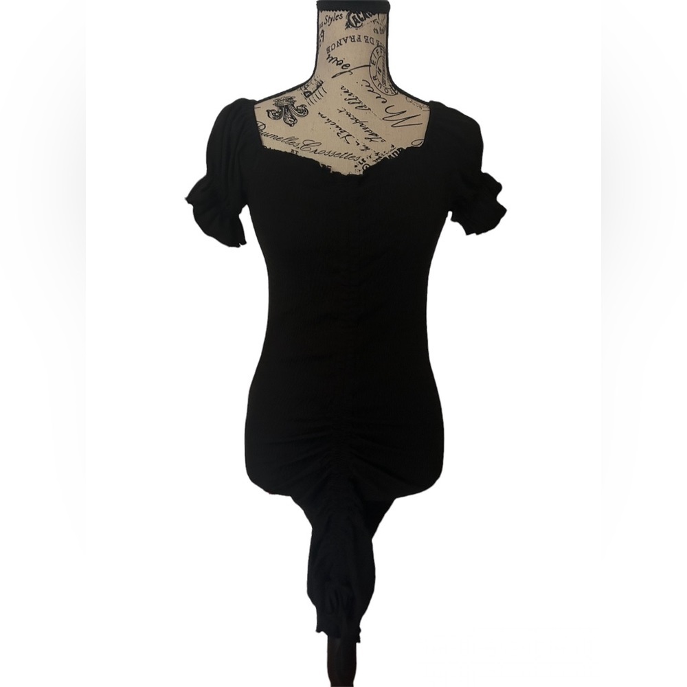 NWT Black Ruched Bodycon Dress | Adjustable Drawstring | M–XL